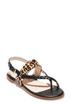 COLE HAAN - ANICA LEATHER BLACK AND LEOPARD SANDALS **FREE SHIPPING**