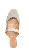 CHLOE - LAUREN LIGHT BLUE SUEDE SCALLOP MARY JANE SLIDES **FREE SHIPPING**