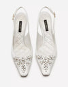 DOLCE & GABBANA - NICOLE SATIN SLING BACK WITH BEJEWELED EMBROIDERY **FREE SHIPPING**