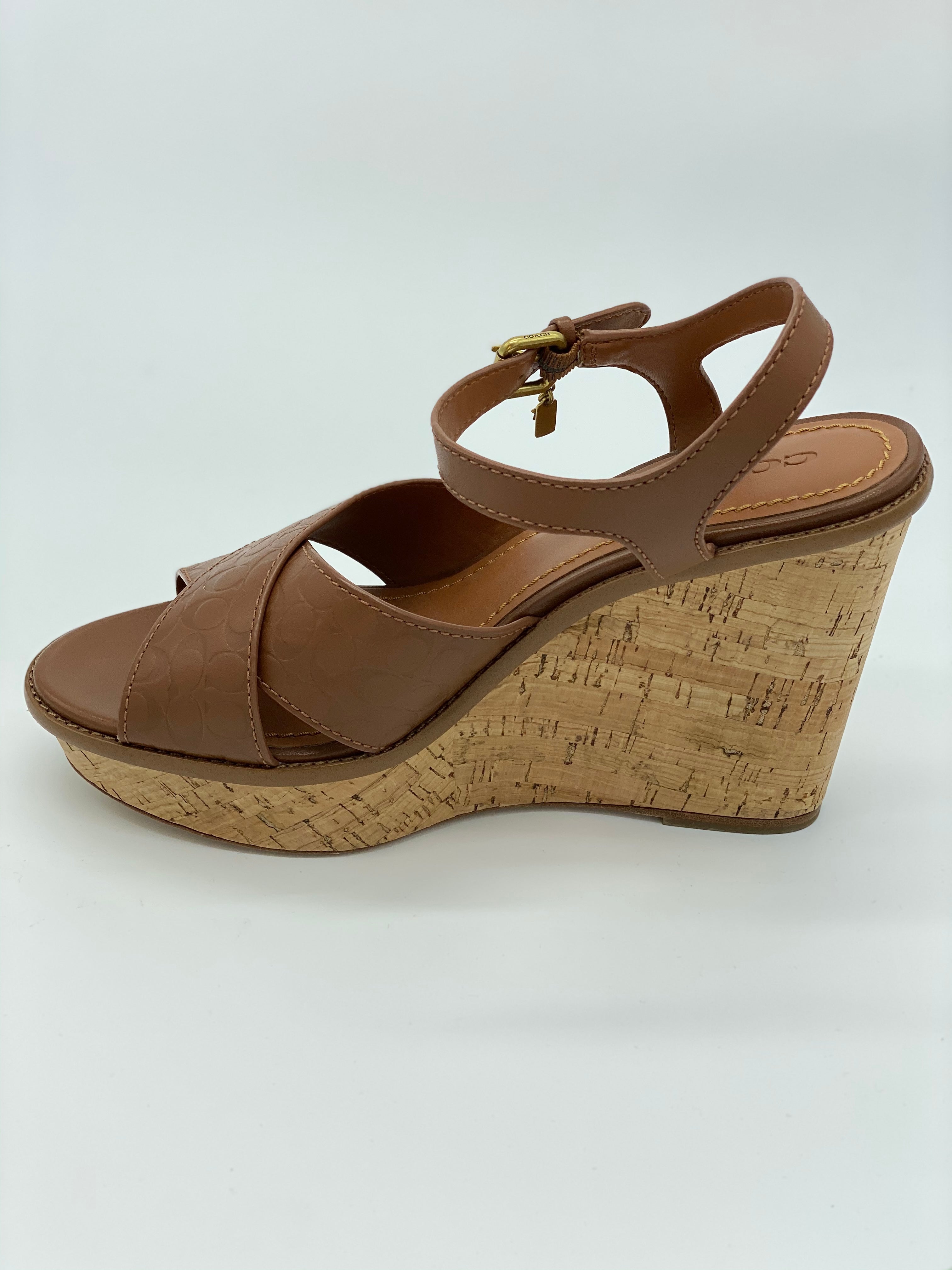 Coach brown wedge sandals Clearance