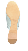 CHLOE - LAUREN LIGHT BLUE SUEDE SCALLOP MARY JANE SLIDES **FREE SHIPPING**