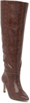 BCBGENERATION - BROWN SNAKE PRINT MARLO WIDE CALF SLOUCH FAUX LEATHER BOOTS **FREE SHIPPING**